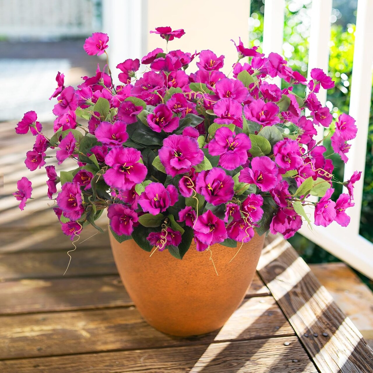 6-Bundle Artificial Hibiscus Flowers – Silk Tropical Bouquets for Outdoor Decor, UV-Resistant, Realistic Fake Flowers for Planters, Porches, Patios, and Balconies (Fuchsia)